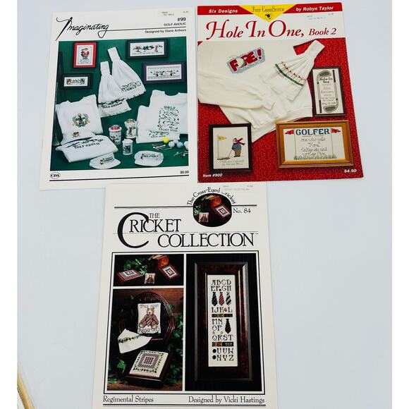 Golfer Golfing Dad Themed Cross stitch Pattern Book Lot Humor Father's day - Picture 1 of 11